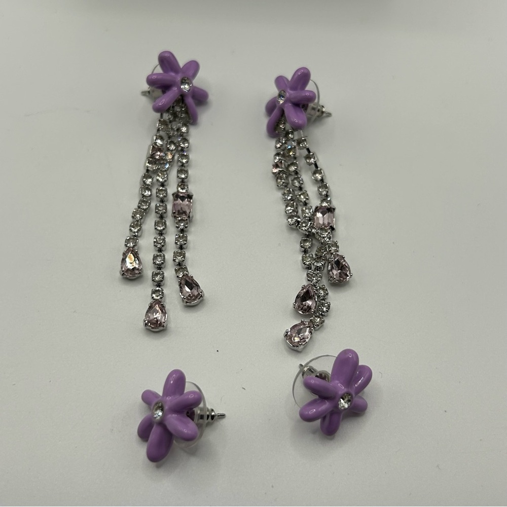 Maje two sets of mauve flower earrings so you can mix and match NWOT